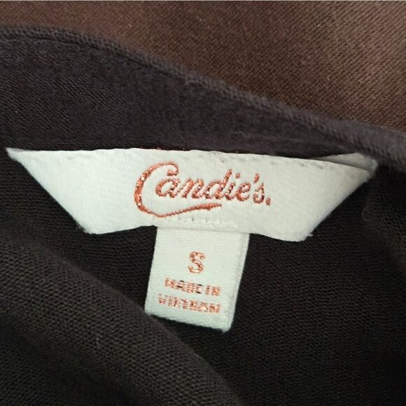 Candie's Black Sheer Tie Front Long Sleeve Y2K Button Front Blouse Top - Picture 6 of 7